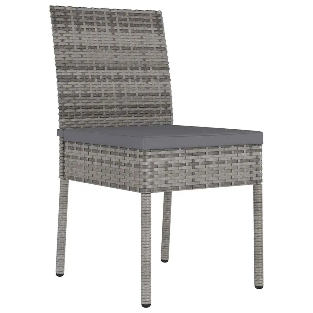3 Piece Garden Dining Set Outdoor Patio Table Chairs Grey Rattan