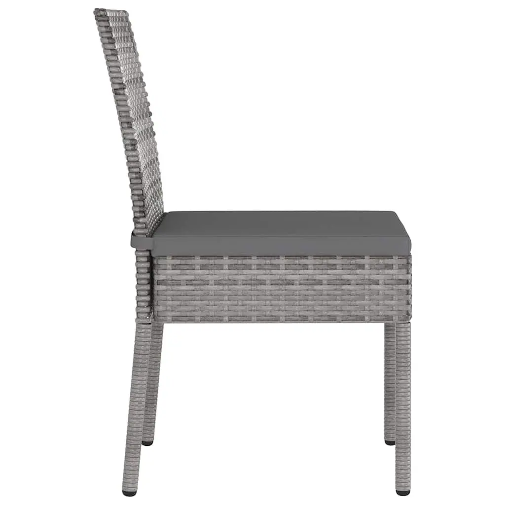 3 Piece Garden Dining Set Outdoor Patio Table Chairs Grey Rattan