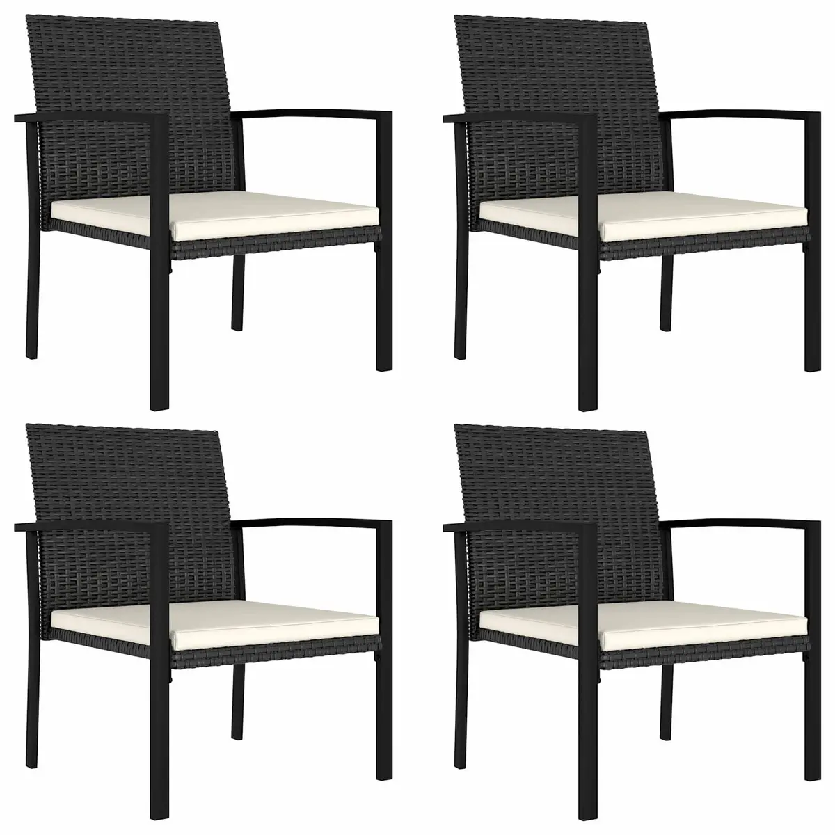 Garden Dining Set Outdoor Patio Table Chairs 5 Piece Black PE Rattan Steel Frame