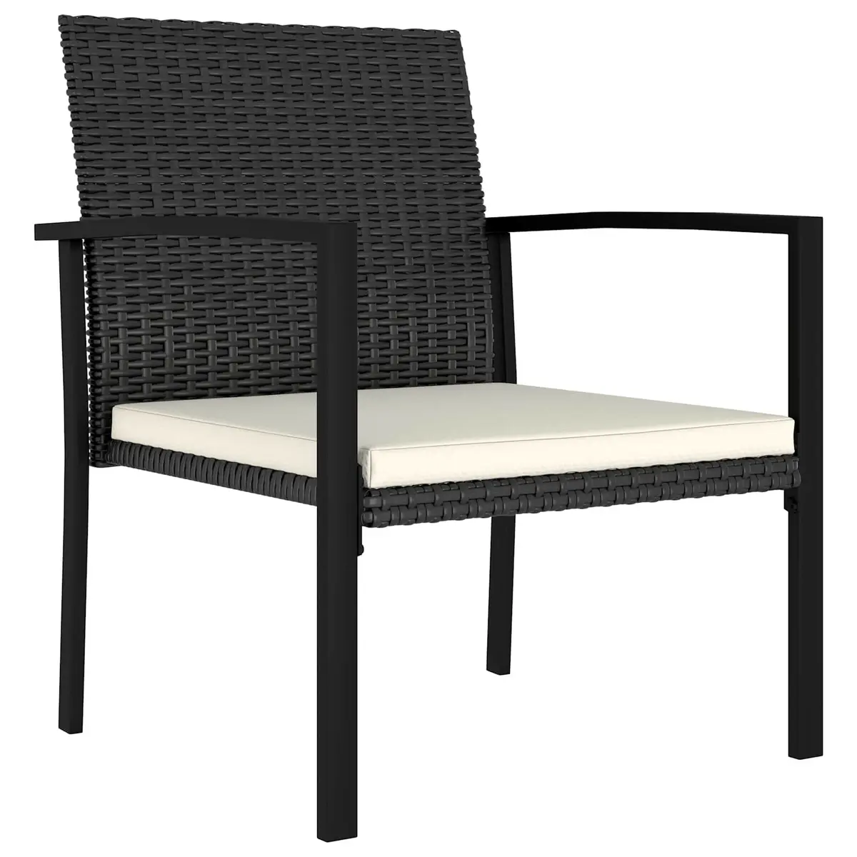 Garden Dining Set Outdoor Patio Table Chairs 5 Piece Black PE Rattan Steel Frame