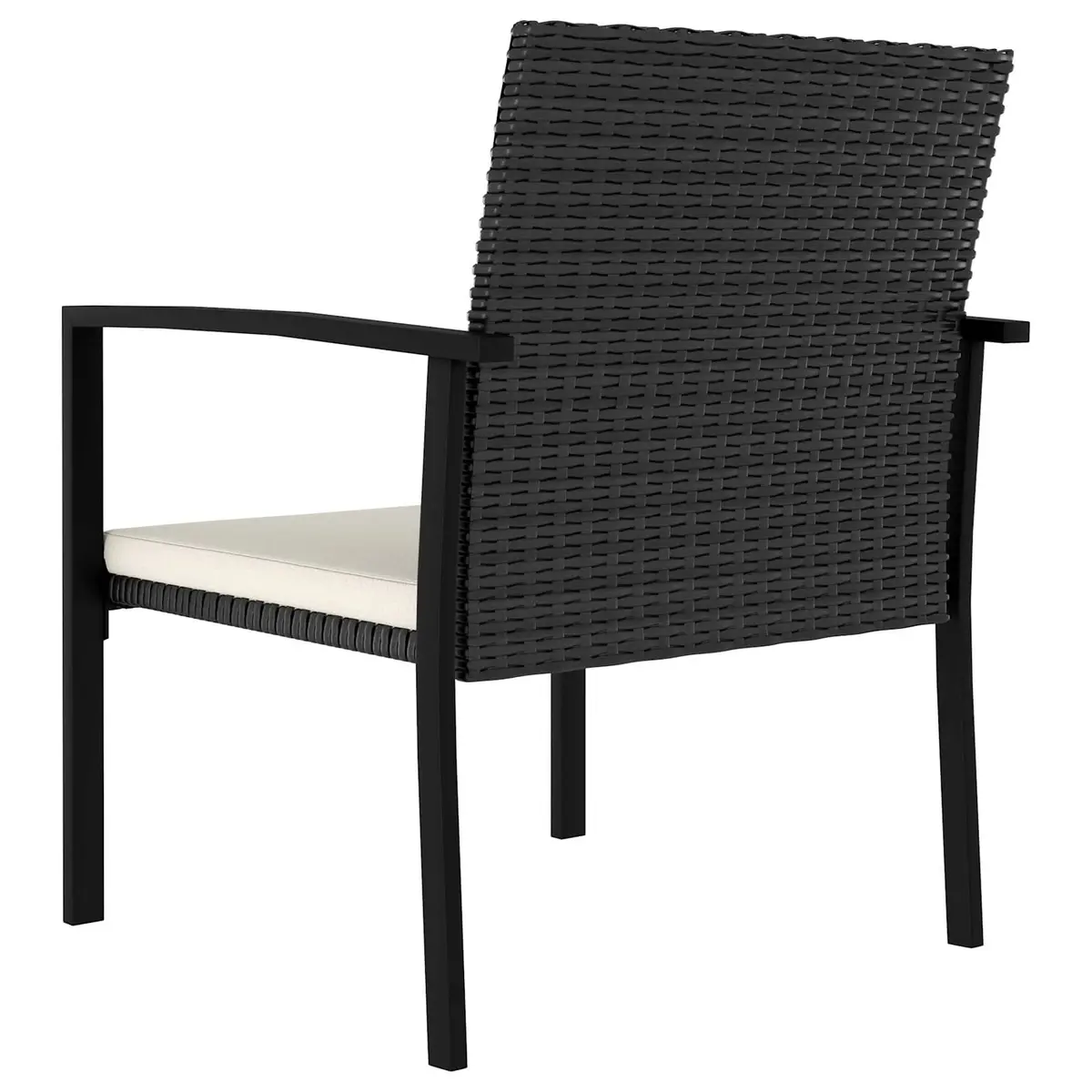 Garden Dining Set Outdoor Patio Table Chairs 5 Piece Black PE Rattan Steel Frame