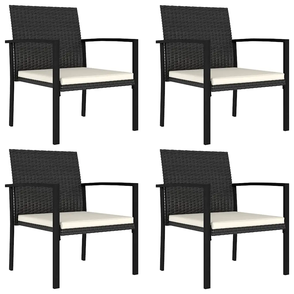 5 Piece Outdoor Garden Dining Set Black Poly Rattan Table Chairs