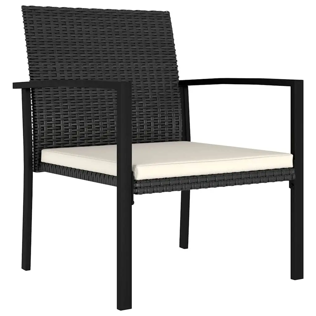 5 Piece Outdoor Garden Dining Set Black Poly Rattan Table Chairs