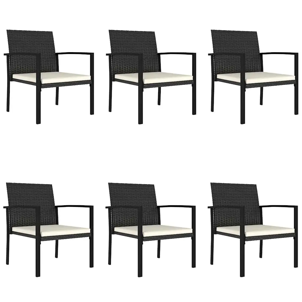 7 Piece Outdoor Garden Dining Set Patio Table Chairs Black Rattan