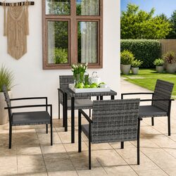 5 Piece Grey Garden Dining Set: Durable and Comfortable
