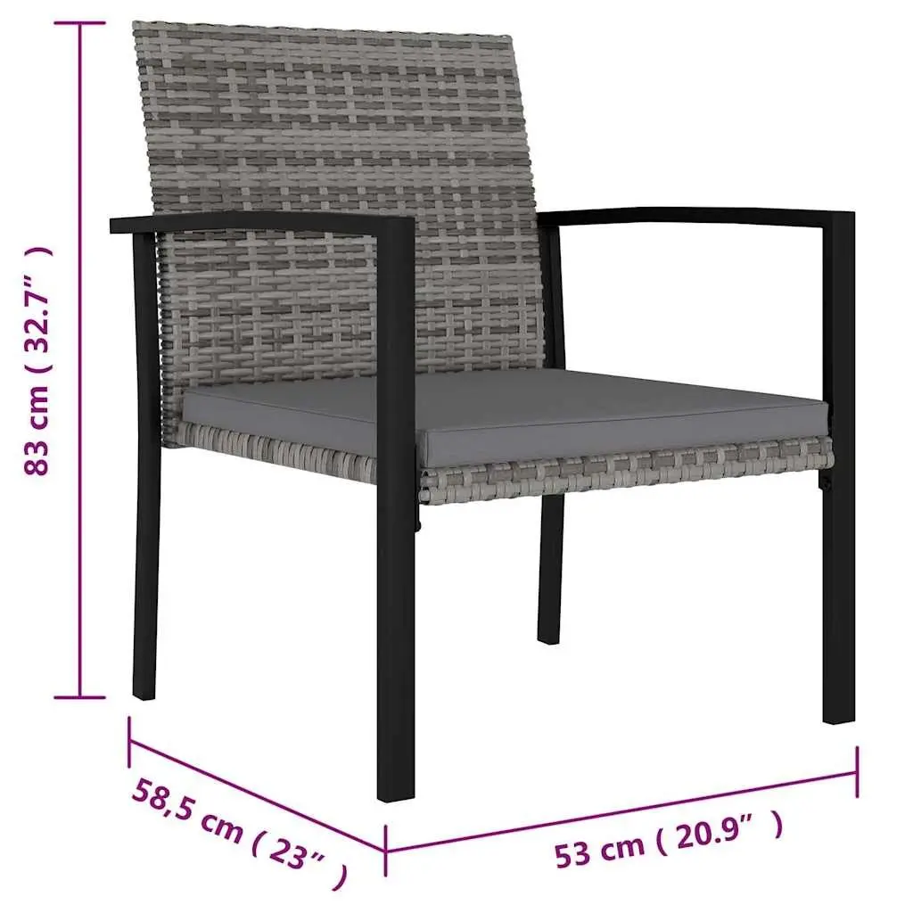 9 Piece Garden Dining Set Poly Rattan Grey Outdoor Patio Furniture Table Chairs
