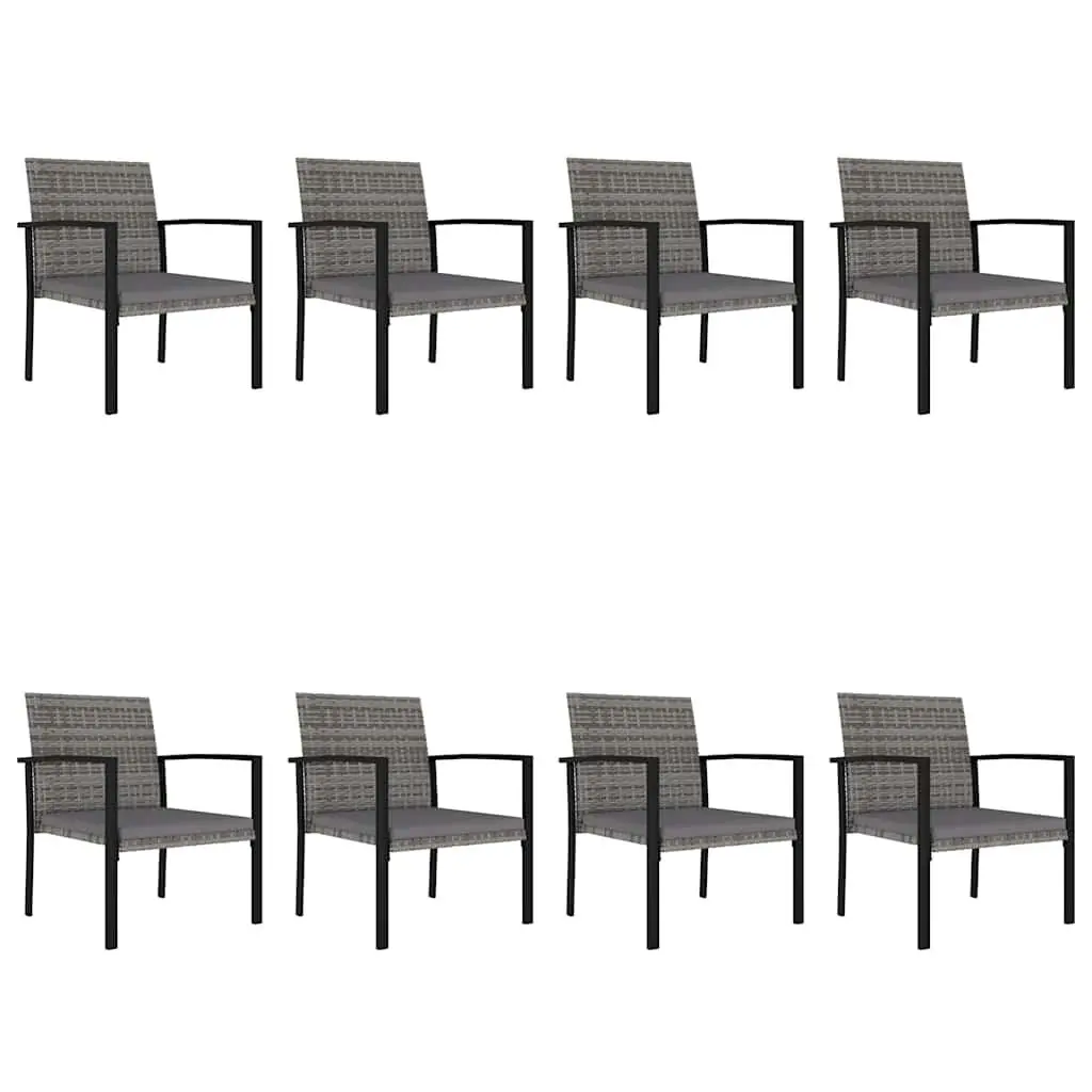 9 Piece Garden Dining Set Poly Rattan Grey Outdoor Patio Furniture Table Chairs