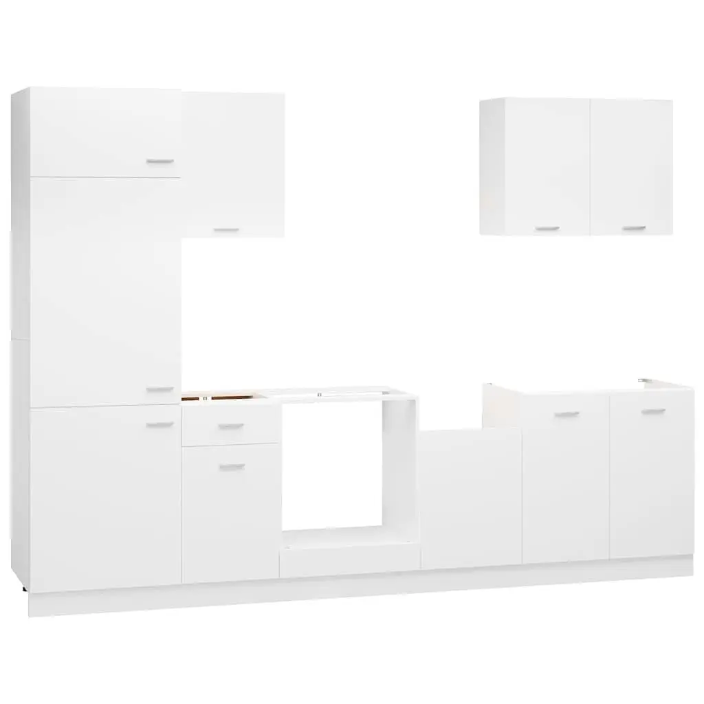 7 Piece Kitchen Cabinet Set White Engineered Wood Storage Cupboard Furniture