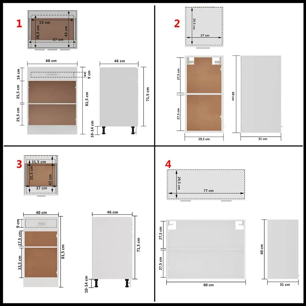 Kitchen Cabinet Set 8 Piece White Engineered Wood Storage Cupboard Organiser