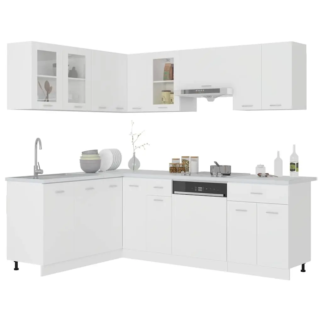 11 Piece Kitchen Cabinet Set Storage Organiser Engineered Wood White