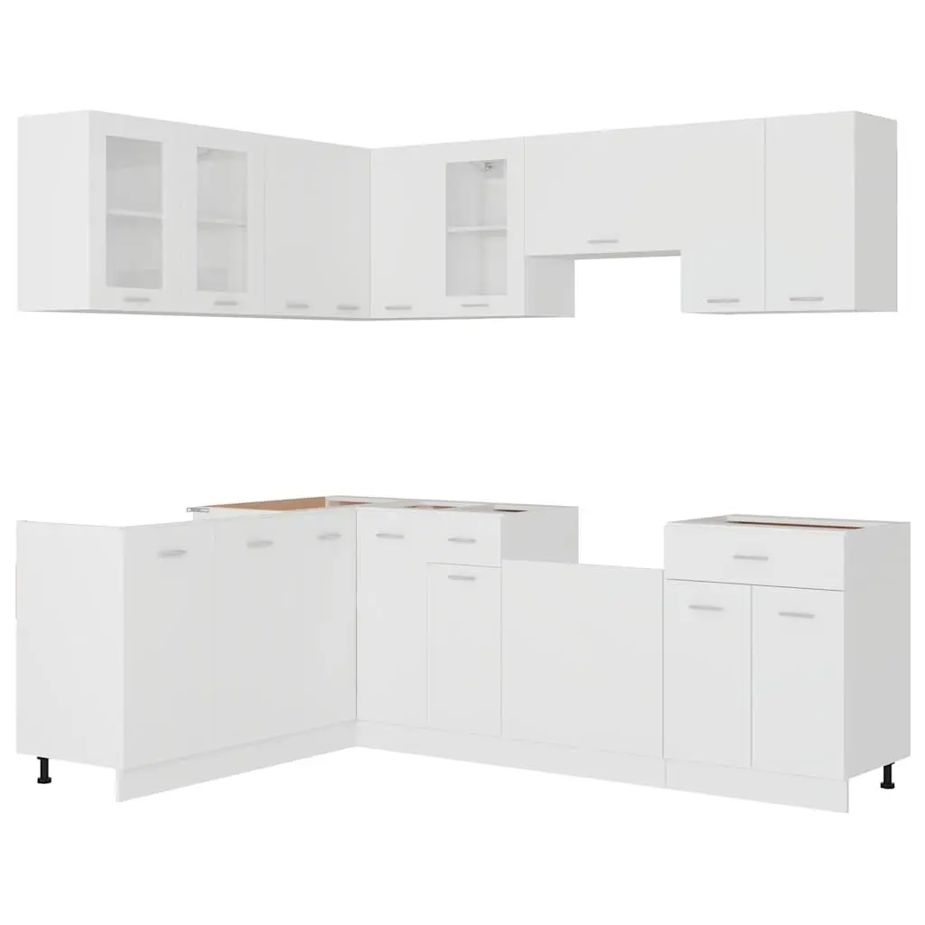 11 Piece Kitchen Cabinet Set Storage Organiser Engineered Wood White