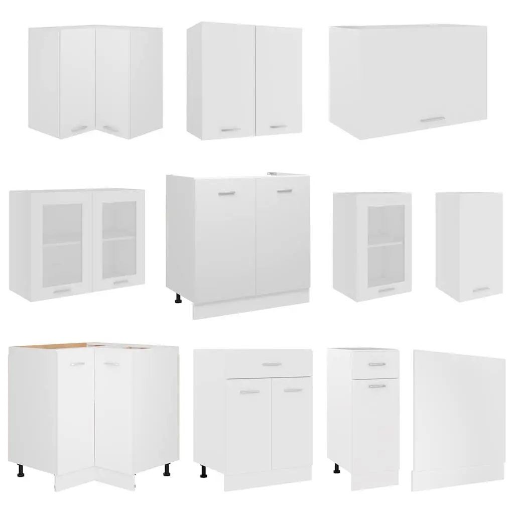 11 Piece Kitchen Cabinet Set Storage Organiser Engineered Wood White