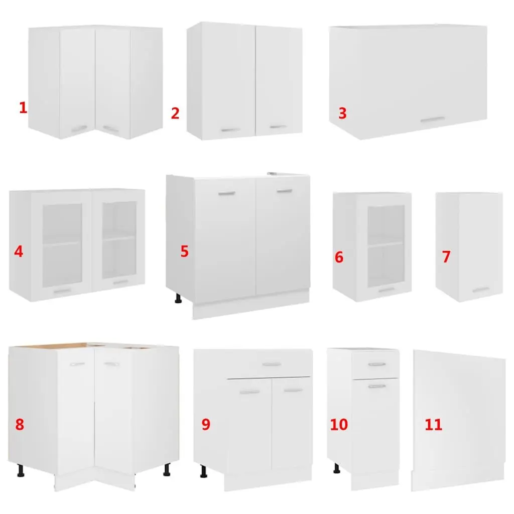 11 Piece Kitchen Cabinet Set Storage Organiser Engineered Wood White