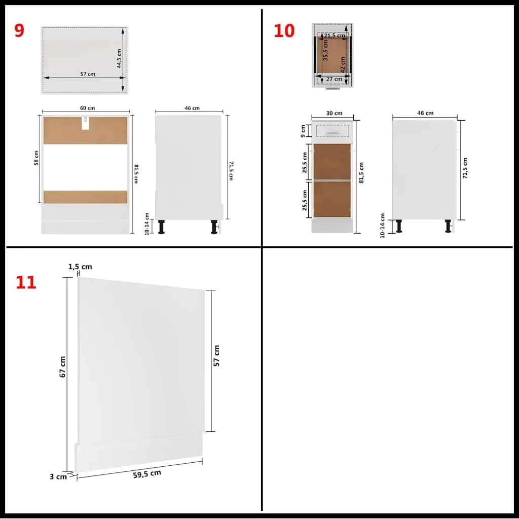 11 Piece Kitchen Cabinet Set Storage Organiser Engineered Wood White