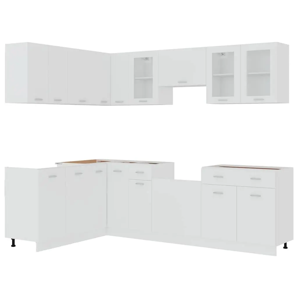 Kitchen Cabinet Set White Storage Cupboard 11 Piece Engineered Wood Furniture