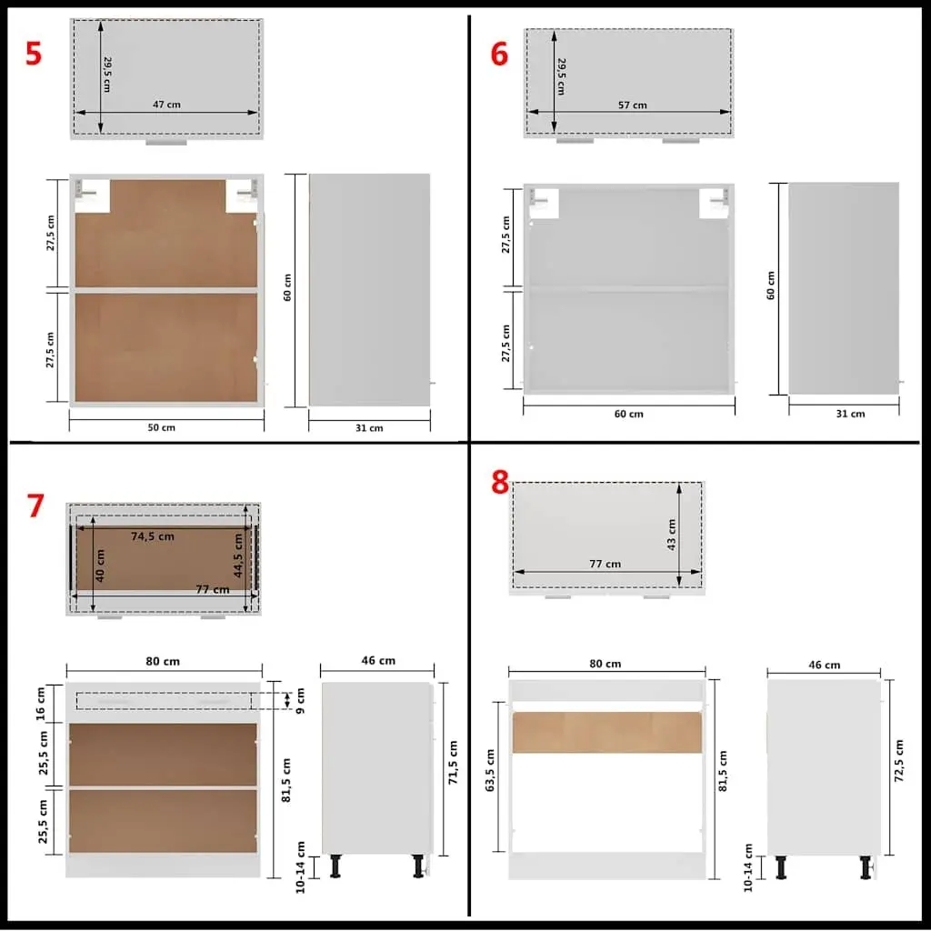Kitchen Cabinet Set White Storage Cupboard 11 Piece Engineered Wood Furniture