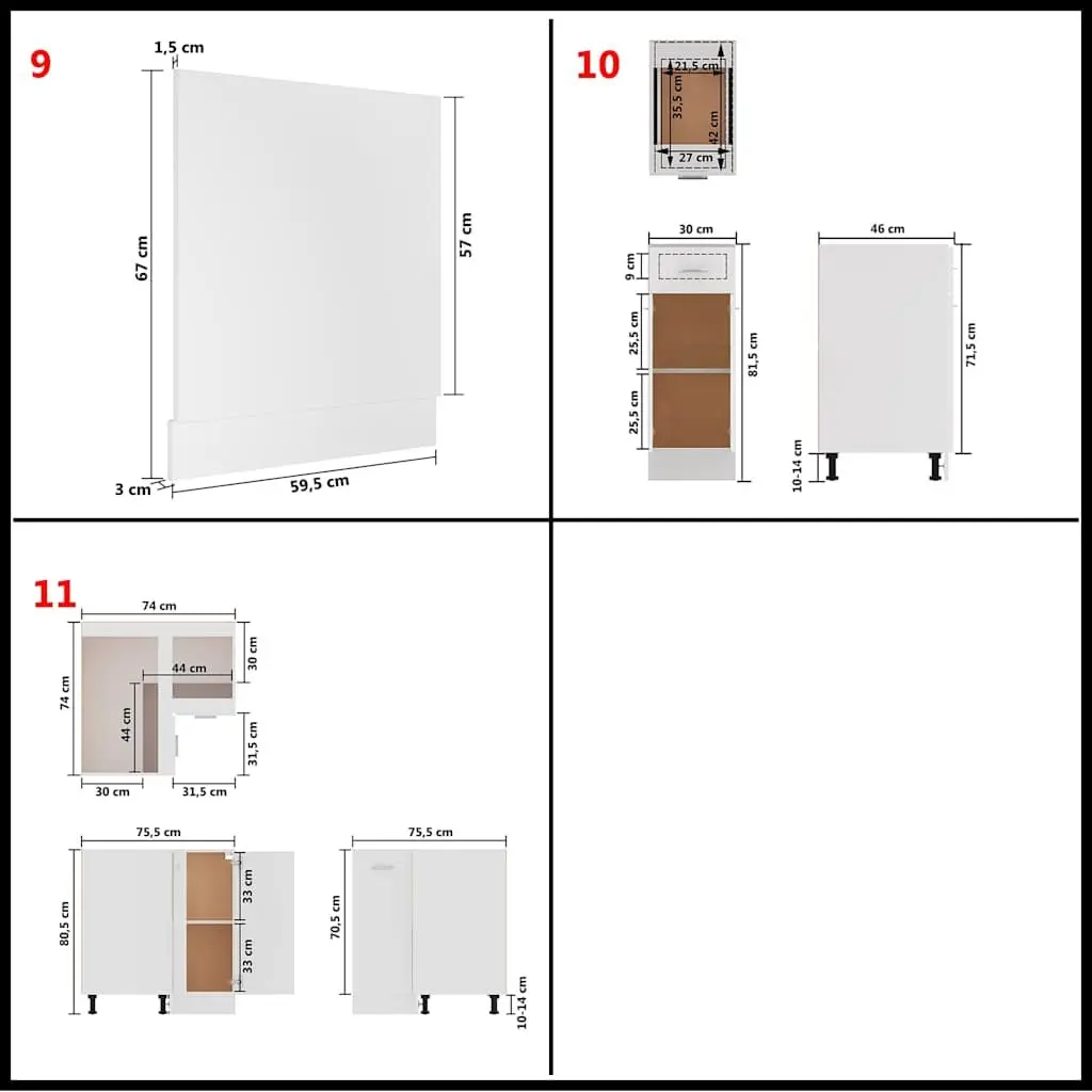 Kitchen Cabinet Set White Storage Cupboard 11 Piece Engineered Wood Furniture