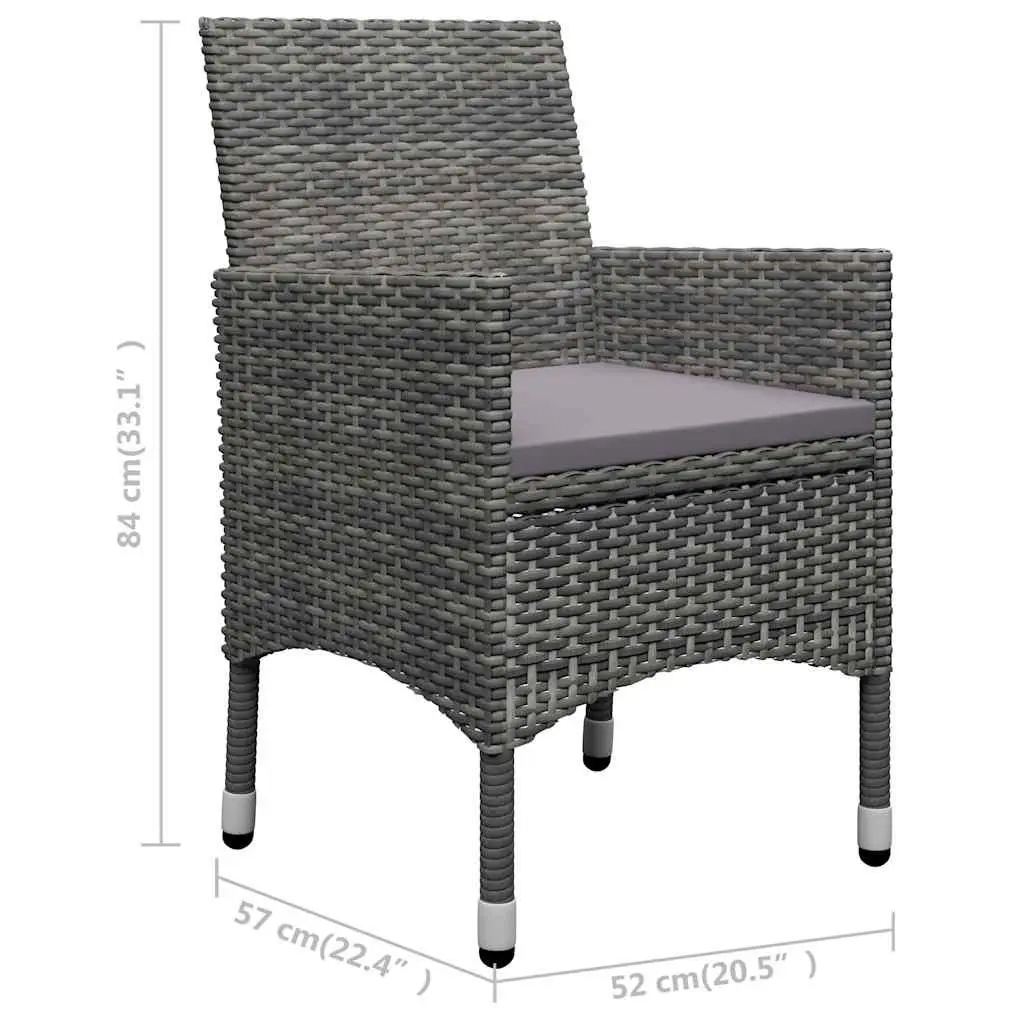 Garden Dining Set Outdoor Furniture Table Chairs 3 Piece Grey