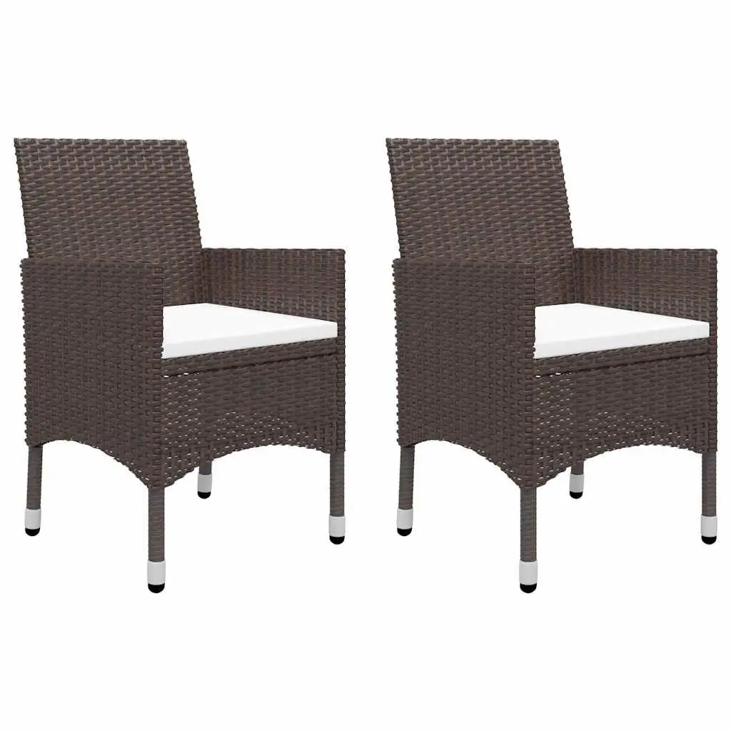 Garden Dining Set Outdoor Table Chairs 3 Piece Brown Acacia Wood Rattan