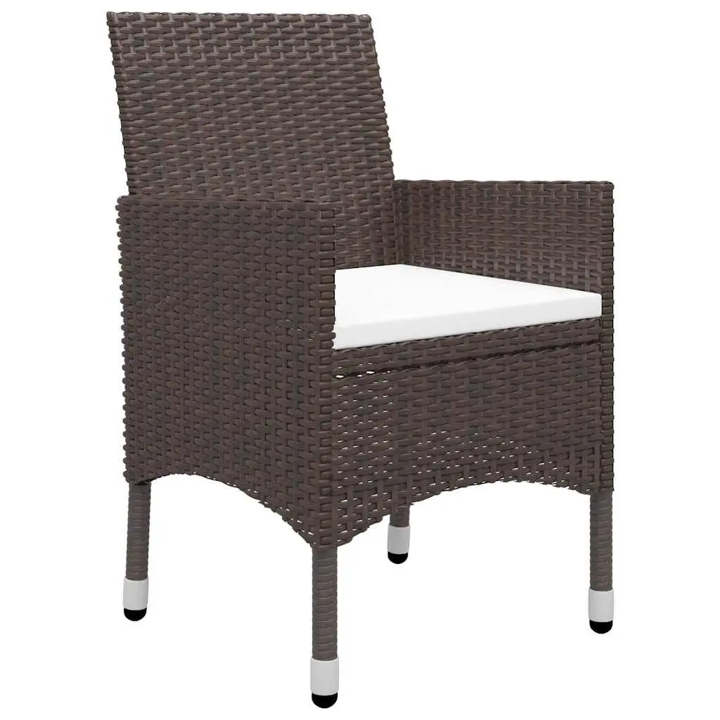 Garden Dining Set Outdoor Table Chairs 3 Piece Brown Acacia Wood Rattan