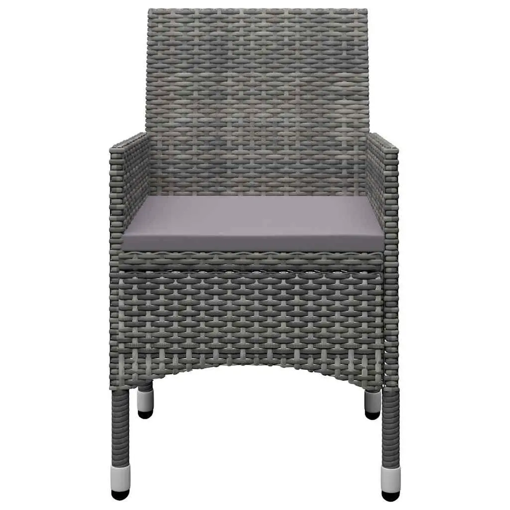 5 Piece Garden Dining Set Grey Acacia Wood Table Rattan Chairs Outdoor