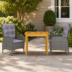 Reliable 3-Piece Garden Dining Set with Acacia and Rattan