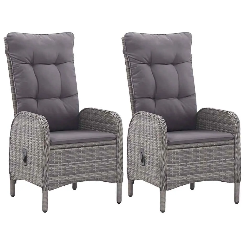 Outdoor Patio Dining Set 3 Piece Grey Acacia Wood and Rattan Chairs