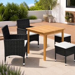 Comfortable 5-Piece Garden Dining Set with Black Finish