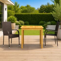 Reliable Garden Dining Set with Acacia Wood and Rattan Chairs