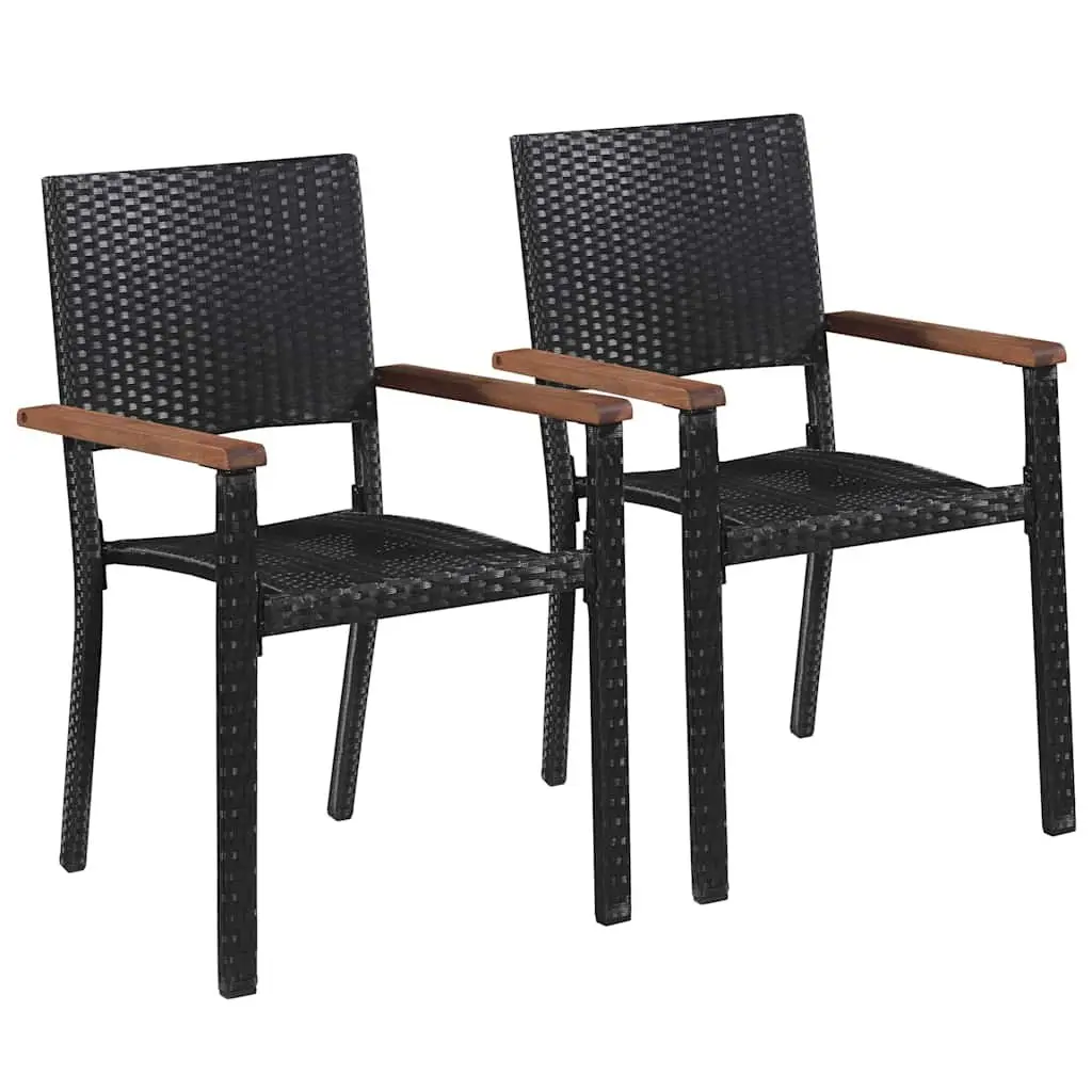 Garden Dining Set Outdoor Table Chairs 3 Piece PE Rattan Black