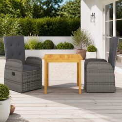 Comfortable 3 Piece Rattan Dining Set for Your Garden