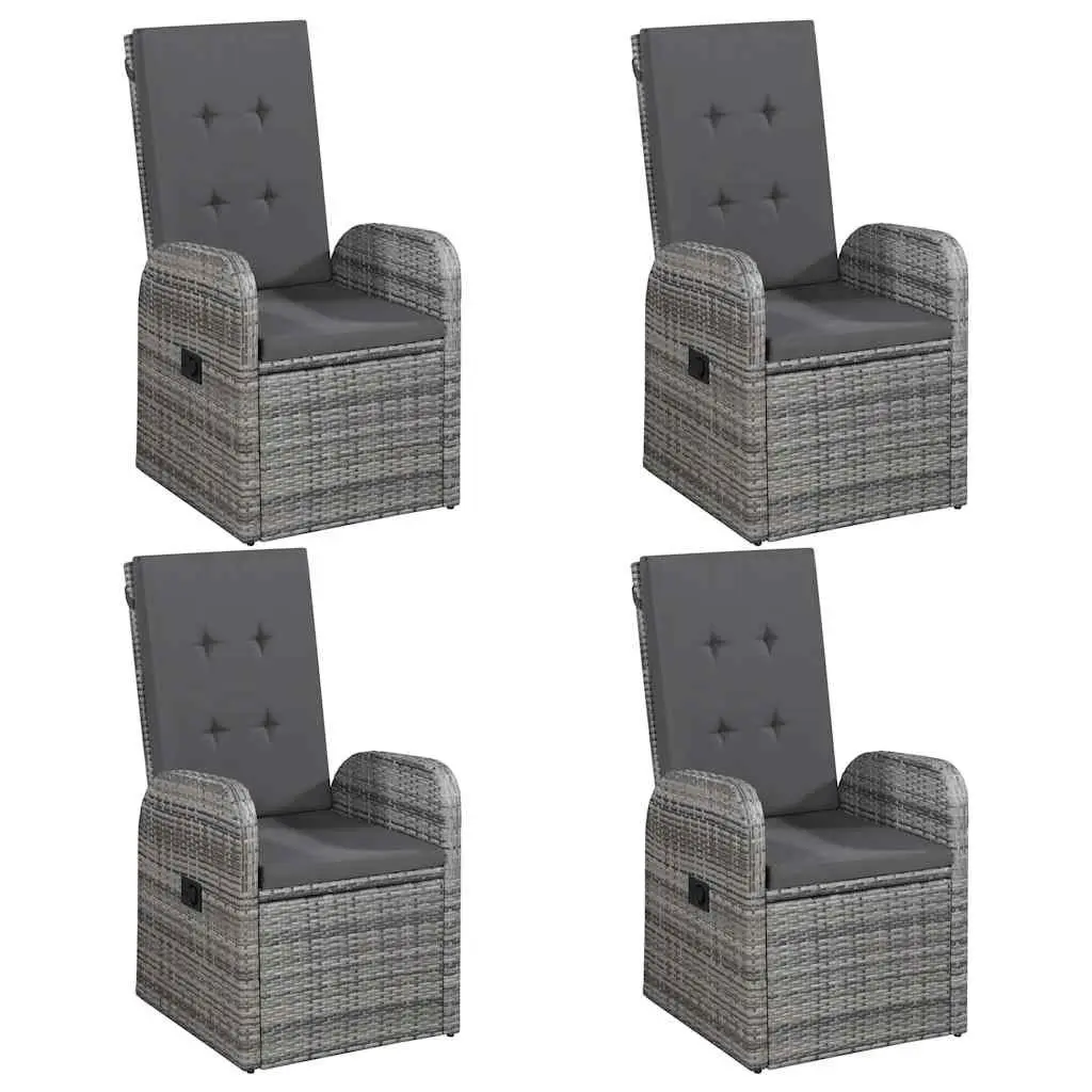 Outdoor Furniture Dining Set 5 Piece Reclining Chairs Table Acacia Wood Grey