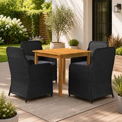 5 Piece Black Garden Dining Set: Comfort Meets Quality