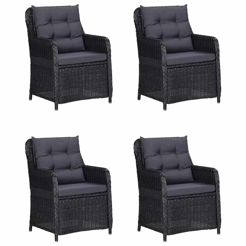 5 Piece Garden Dining Set Outdoor Furniture Table Chairs Black Rattan