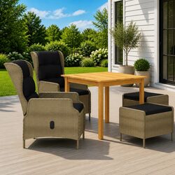 Garden Dining Set 5 Piece Outdoor Furniture Brown Acacia Wood Table Chairs