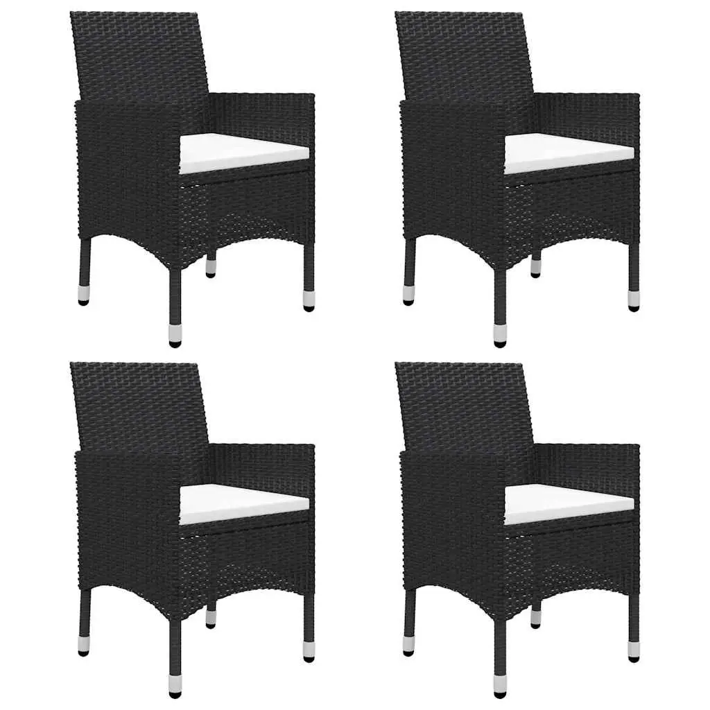 Garden Dining Set 5 Piece Outdoor Table Chairs Black