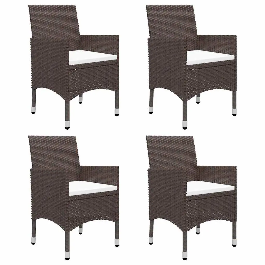 Garden Dining Set 5 Piece Outdoor Table Chairs Brown