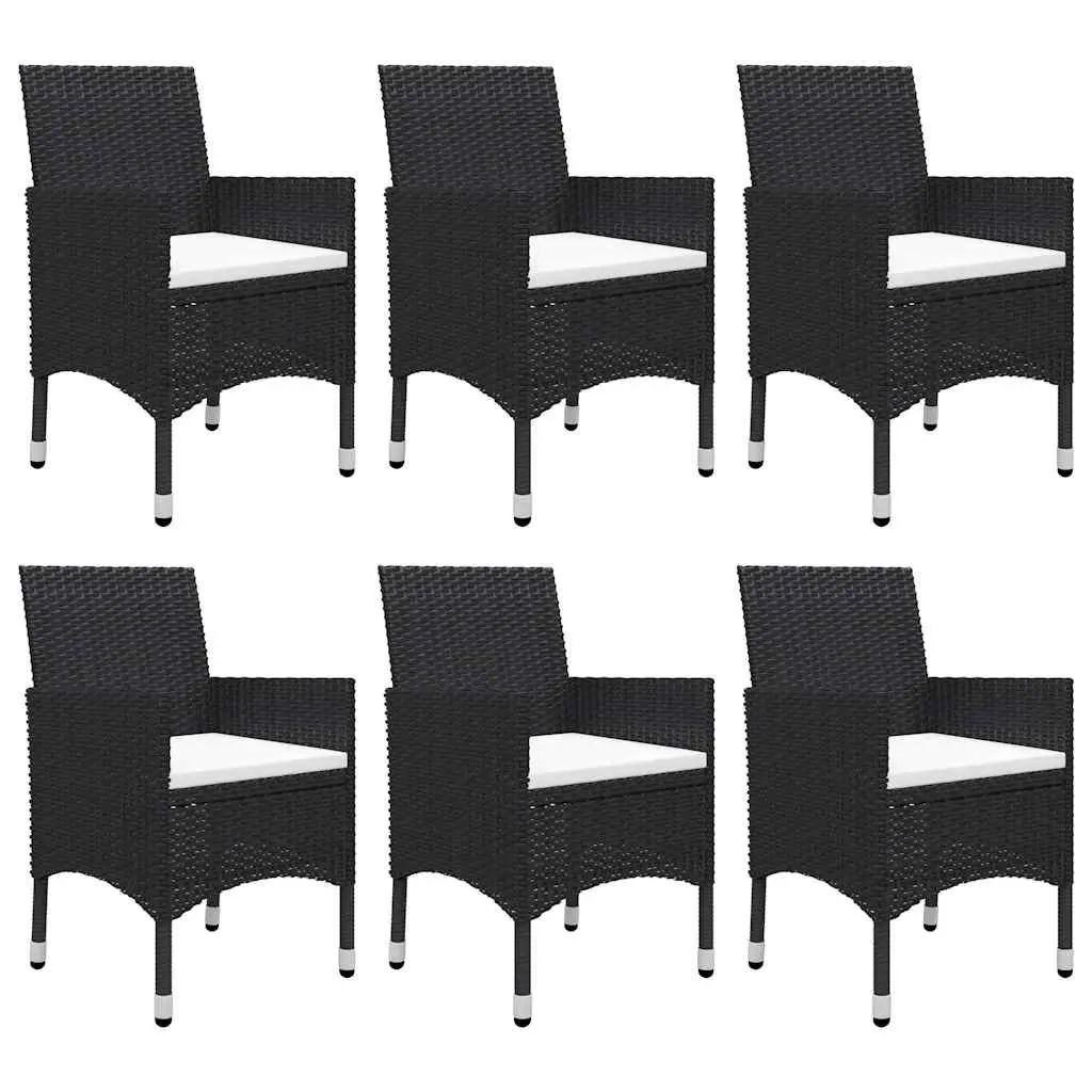 7 Piece Garden Dining Set Acacia Wood Table Rattan Chairs Black