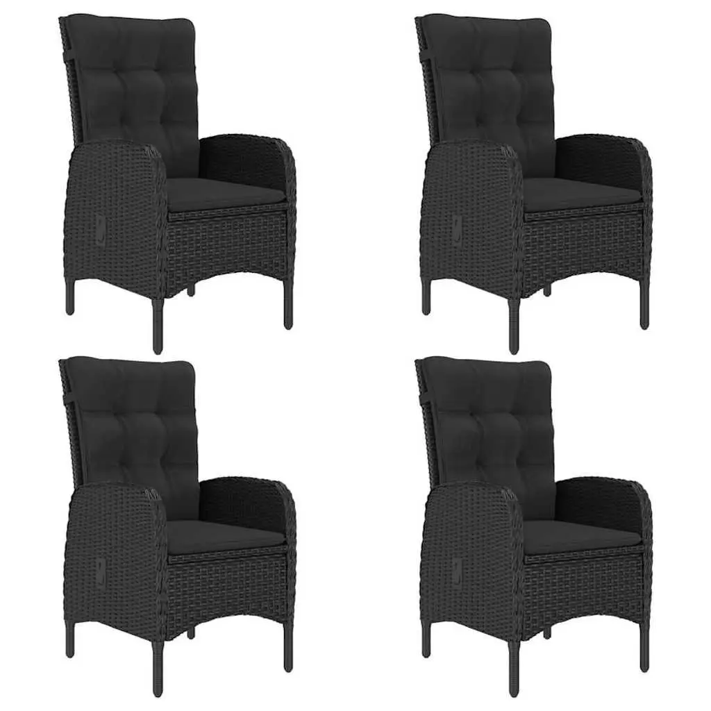 Garden Dining Set 5 Piece Outdoor Furniture Table Chairs Cushions Black