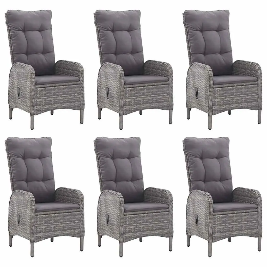 7 Piece Garden Dining Set Grey Outdoor Furniture Table Chairs Rattan