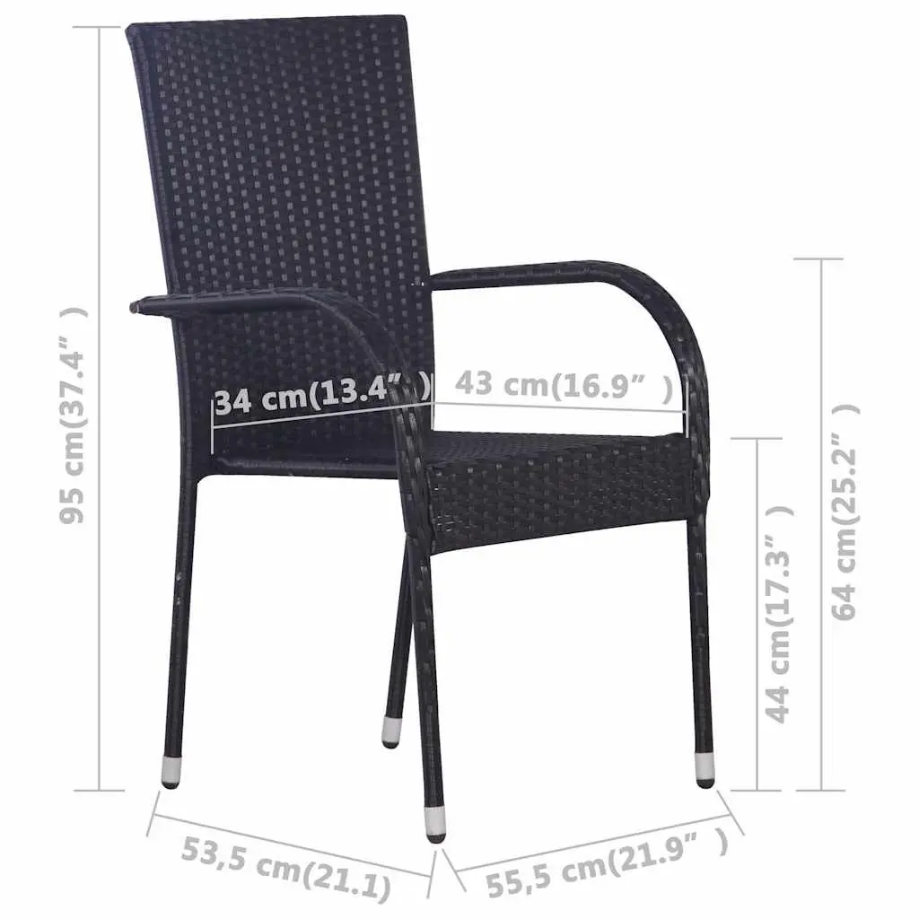 5 Piece Garden Dining Set Outdoor Table Chairs Black Acacia Wood Steel Frame