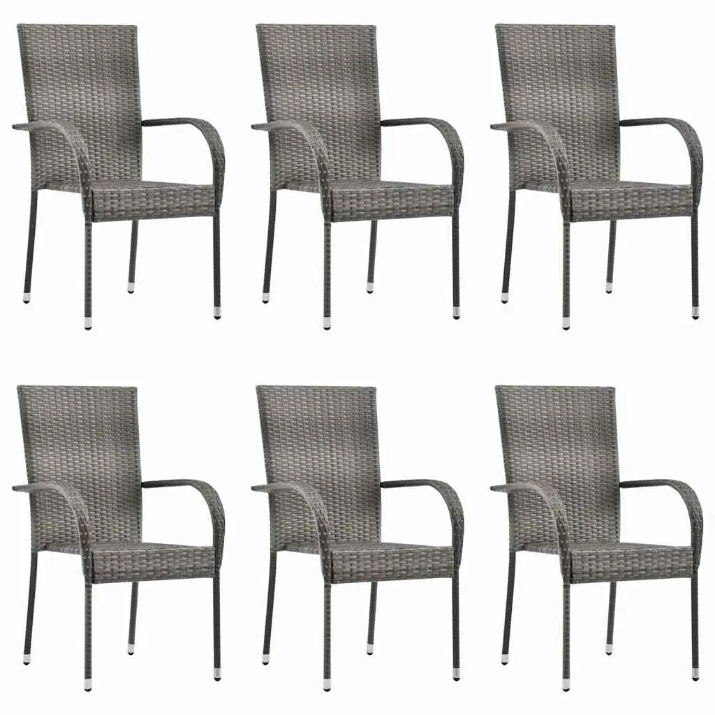 Grey Outdoor Dining Set with Rattan Chairs