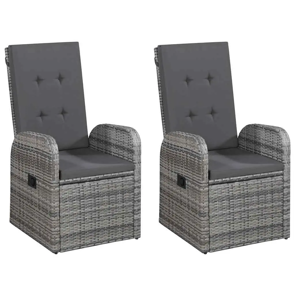 5 Piece Outdoor Dining Set Acacia Wood Table Rattan Chairs Grey Color