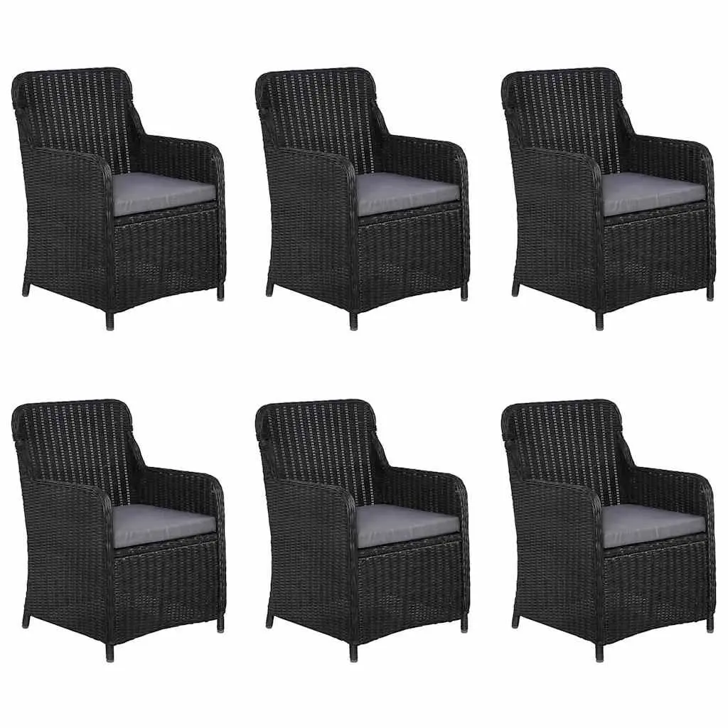 7 Piece Garden Dining Set Black Outdoor Furniture Table Chairs Patio