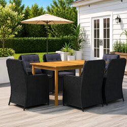 Warm and Reliable: 7-Piece Garden Dining Set in Black