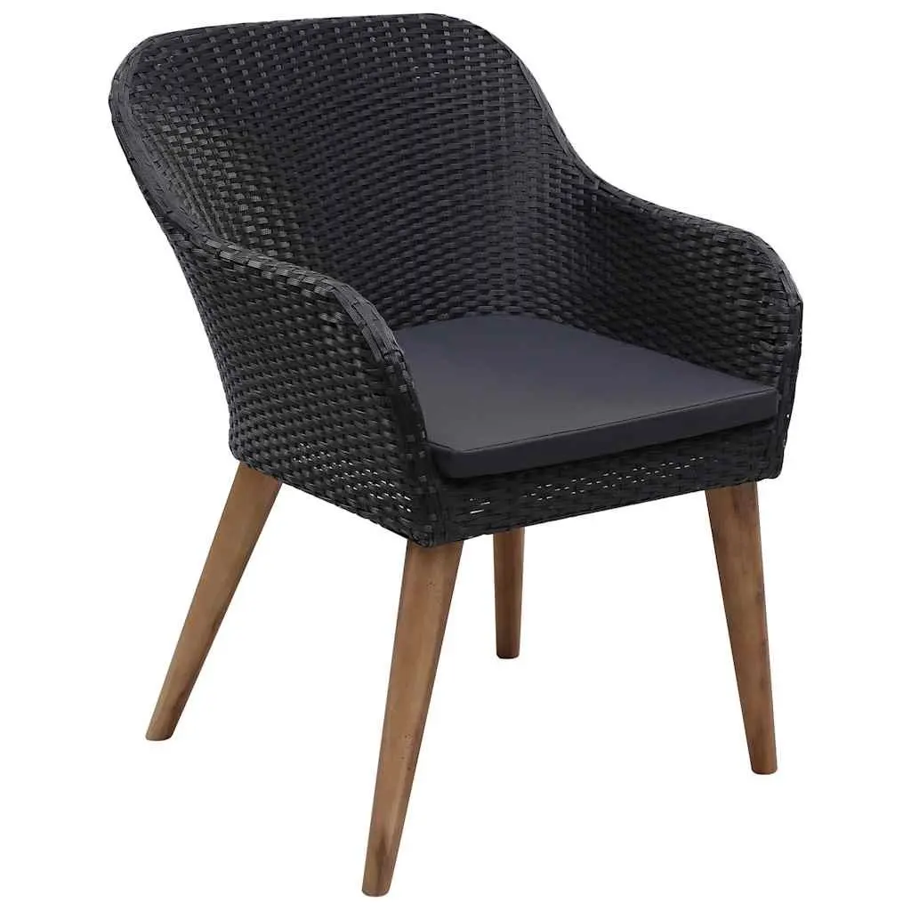 5 Piece Garden Dining Set Outdoor Table Chairs Cushioned Black