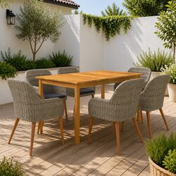 Reliable 7-Piece Garden Dining Set in Brown