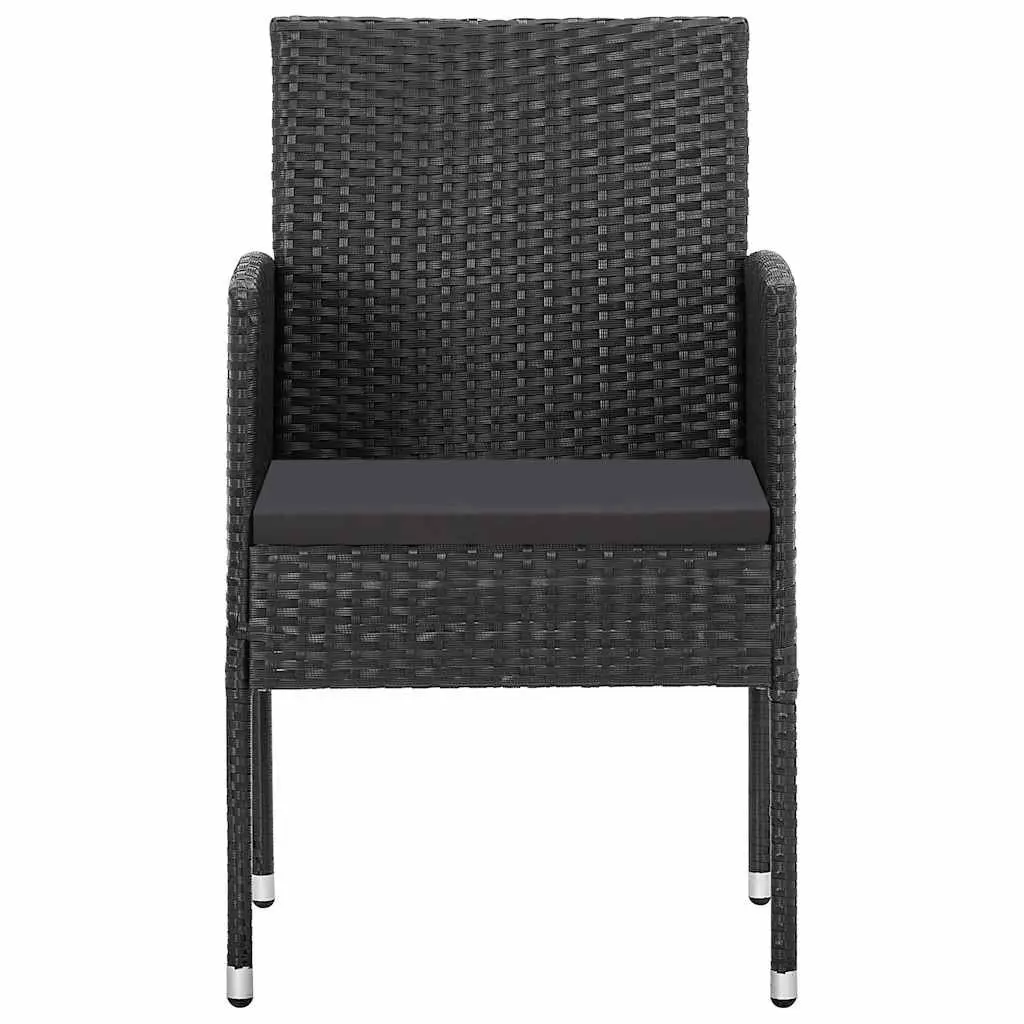 Outdoor Furniture Set 5 Piece Dining Table Chairs with Cushions Weather Resistant Black