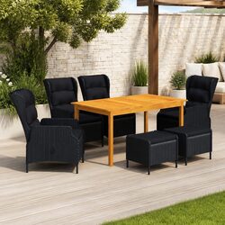 7 Piece Outdoor Dining Set Garden Table Chairs Stool Grey Furniture Patio