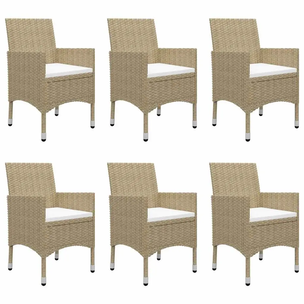 Outdoor Furniture Set 7 Piece Dining Chairs Table Patio Beige